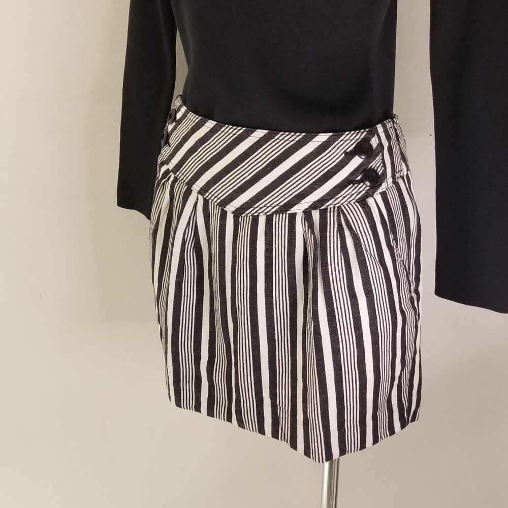 Trina Turk Black & White Stripe Lined Mini Skirt 2